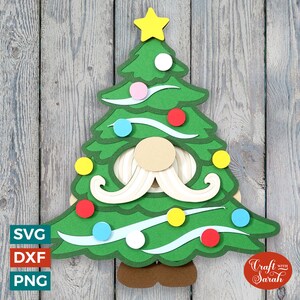 Gnomo de árbol de Navidad SVG / Archivo de corte de gnomo masculino festivo 3D