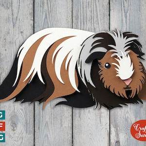 Guinea Pig SVG | Layered Long Fur Guinea Pig Cutting File