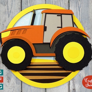 Archivo de corte de tractor agrícola en capas 3D / SVG de tractor