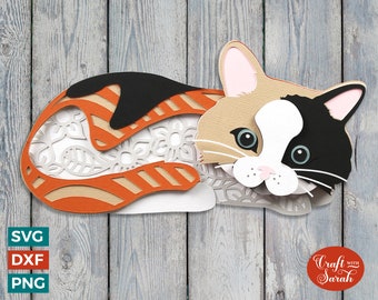 Calico Kitten SVG | Skiktad Calico Kitten-klippfil
