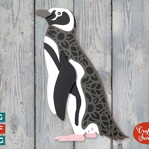 Magellanic Penguin SVG | 3D Layered Penguin Cutting File