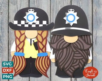 SVG de gnomo policía / Archivos de corte de gnomo policía en capas