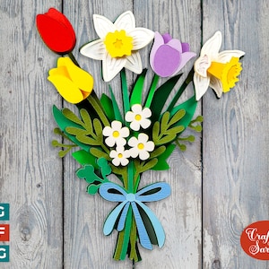 File SVG Bouquet primaverile / File di taglio Bouquet di fiori a strati