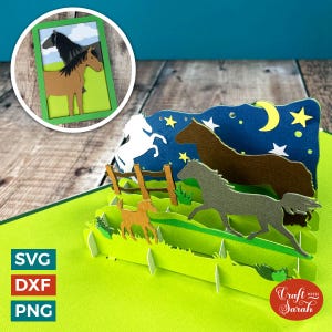 Pferde Popout Karte SVG | Mehrschichtige Reiter Greetings Card Cut Files