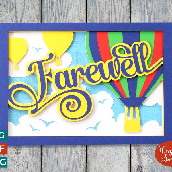 Hot Air Balloons Card SVG | Layered Farewell Greetings Card