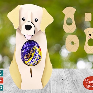 Soporte para huevos de labrador SVG / Soporte para huevos de chocolate de Pascua con labrador