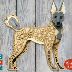 Archivo SVG de perro pastor belga malinois / Archivo de corte de perro pastor belga malinois en capas