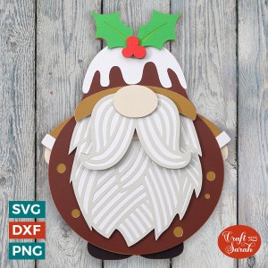 Gnomo de pudín navideño SVG / Archivos de corte de gonk masculino festivo