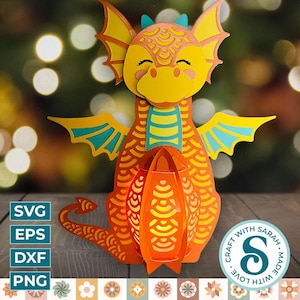 Dragon Lantern SVG | Mythical Dragon 3D Lantern Design Cutting File