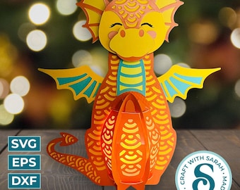 Dragon Lantern SVG | Mythical Dragon 3D Lantern Design Cutting File