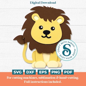 Lion SVG | Layered Cute Animal Cut Files