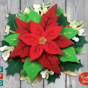 Christmas Poinsettia SVG | Layered Poinsettia Flower Cutting File