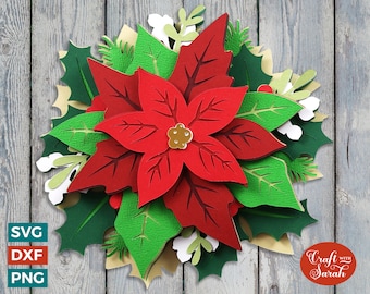 Julstjärna SVG | Skiktad julstjärna blomma skärfil