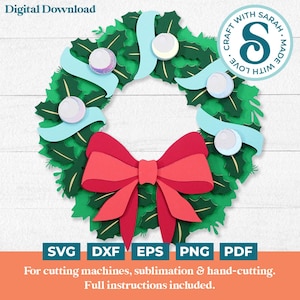Christmas Wreath SVG | Layered Festive Wreath Cutting File