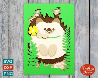 Hedgehog Card SVG | Layered Hedgehog Greetings Card Cutting File
