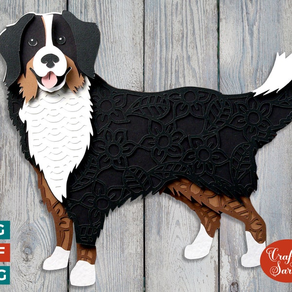 Bernese Mountain Dog SVG | Layered Bernese Mountain Dog Cutting File