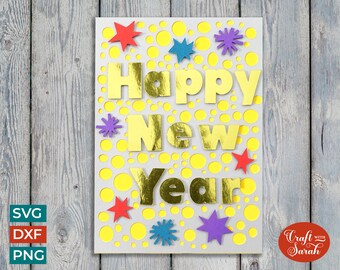 Happy New Year Card SVG | Layered New Year Greetings Card
