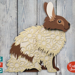 Kaninchen SVG | Layered Lang Pelz Kaninchen Schneidedatei