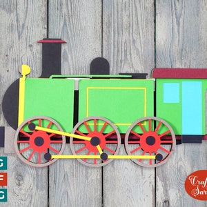 Archivo SVG de corte de vehículo en capas 3D de tren de vapor