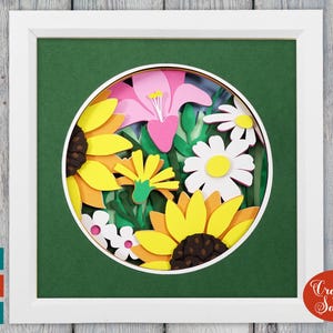 Caixa de Sombras de Flores de Verão SVG | Arquivo de Corte de Flores de Verão em Camadas
