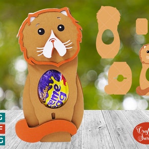 Porte-oeufs chat persan SVG | Porte-oeufs de Pâques en chocolat avec chat persan