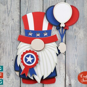 Männlich 4. Juli Gnom SVG | 3D USA Zwerg im Vintage Look