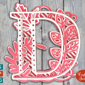 Letra D 3D Alfabeto SVG para Cricut, 3D SVG Letras D Monograma