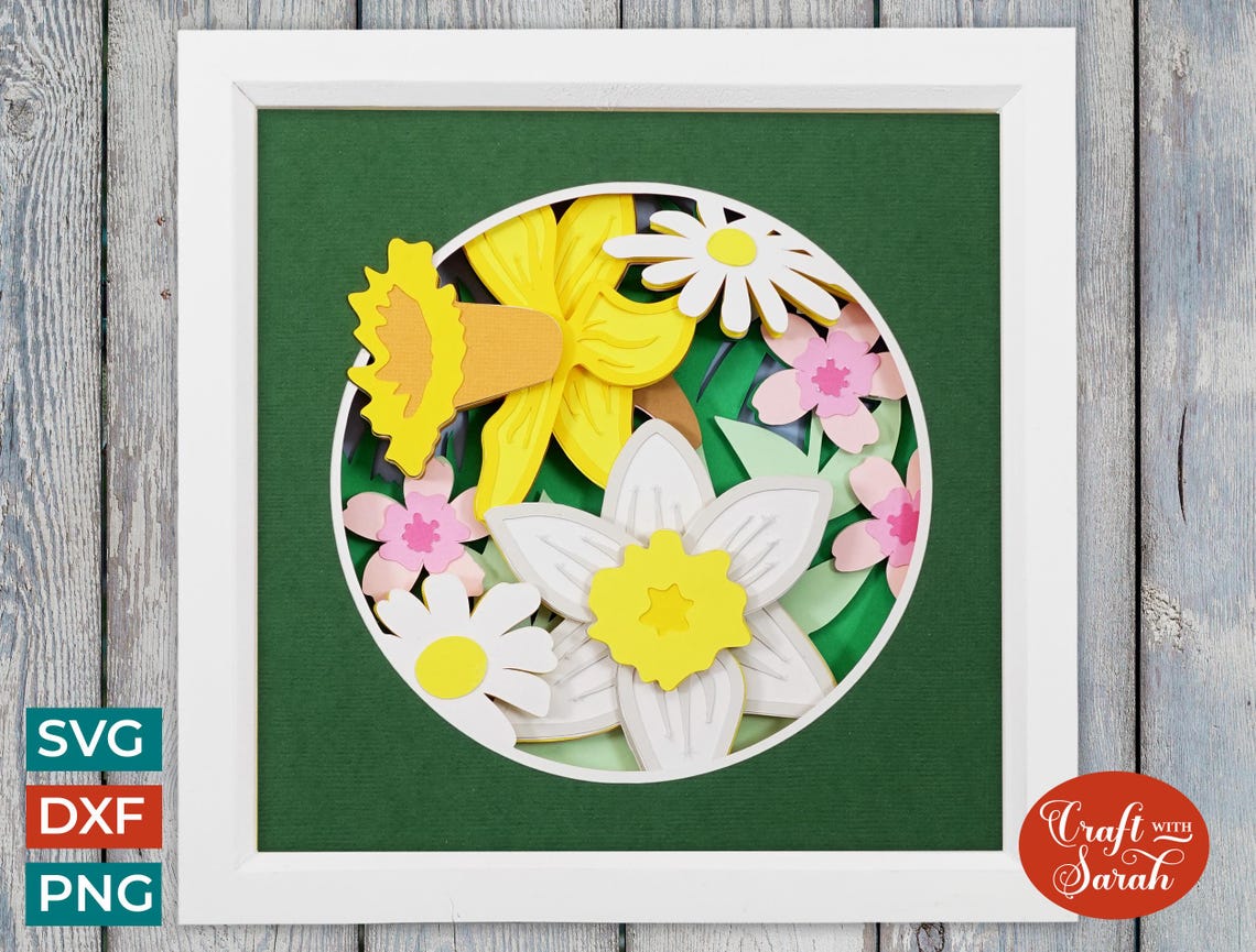 Spring Flowers Shadow Box SVG | Layered Spring Blooms Cutting File - Etsy