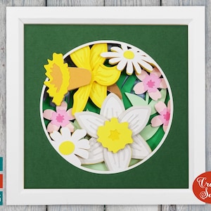 Spring Flowers Shadow Box SVG | Layered Spring Blooms Cutting File
