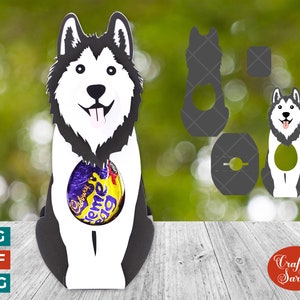 Porte-oeufs Malamute SVG | Porte-oeufs Malamute de Pâques en chocolat
