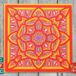 Mandala Card SVG / File di taglio per biglietti di auguri Mandala a strati