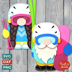 SVG de nain de sports d'hiver | Limes superposées pour hommes et femmes pour sports d'hiver et gonk