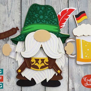 Male Oktoberfest Gnome SVG | 3D Layered German Gnome SVG