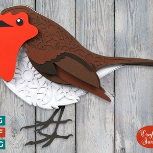 Rotkehlchen SVG | Layered Weihnachten Rotkehlchen Vogel Schneidedatei