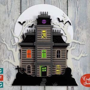 Haunted House SVG | Layered Halloween House SVG