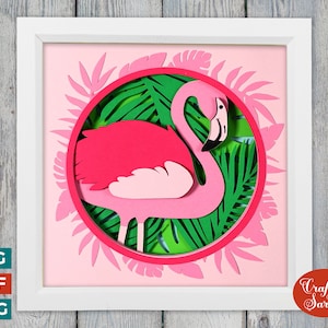 Flamingo Schatten-Box SVG-Datei | Layered Flamingo Plotterdatei