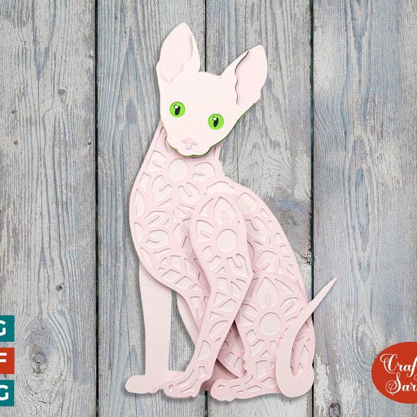 Sphynx SVG | Layered Hairless Cat Cutting File