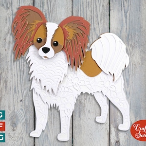 Perro Papillon SVG / Archivo de corte Papillon en capas