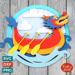 Drachenbootrennen SVG | 3D Drachenboot-Schnittdateien