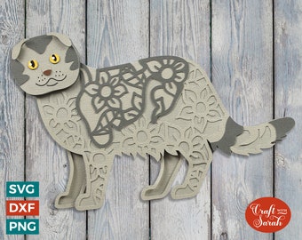 Scottish Fold Layered SVG | Layered Scottish Fold Cat Cutting File