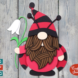 File di taglio coccinella gnomo SVG /Coccinella gnomo maschio a strati