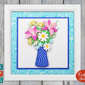 Lilies In Vase SVG | 3D Layered Flower Bouquet Cutting File