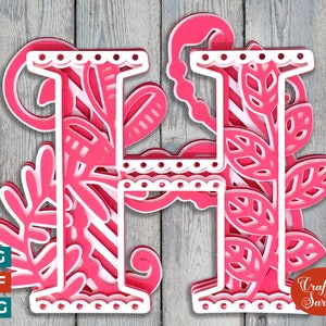 Letter H 3D Alphabet SVG for Cricut, 3D SVG H Monogram