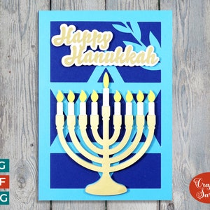 Joyeux Hanoucca carte SVG | Carte de voeux Hanukkah Menorah