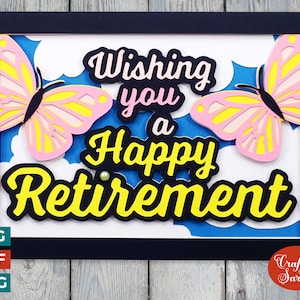 de voeux papillons de retraite | Carte de voeux en couches SVG