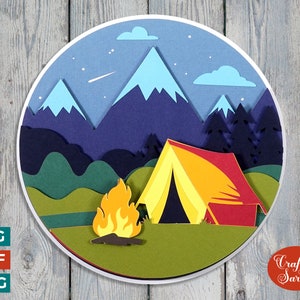 Camping SVG / Camping SVG de corte en papel en capas
