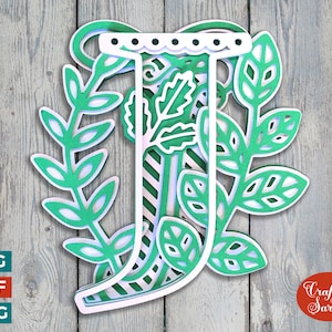 Letter J 3D alfabet SVG voor Cricut, 3D SVG J filigraan monogram