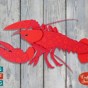 Homard SVG | Fichier de découpe de crustacés en couches 3D