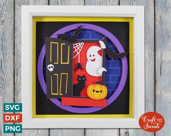 Halloween Shadow Box SVG | Peeking Ghost Door