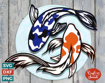Koi Mandala SVG | Layered Koi Mandala Cutting File